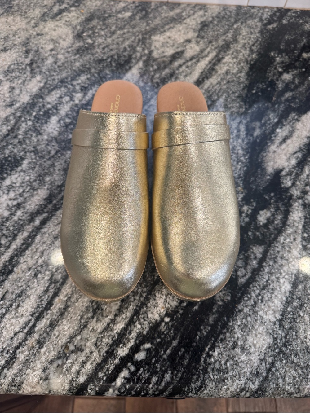 Andre Assous Metallic Gold Slip-On Clogs